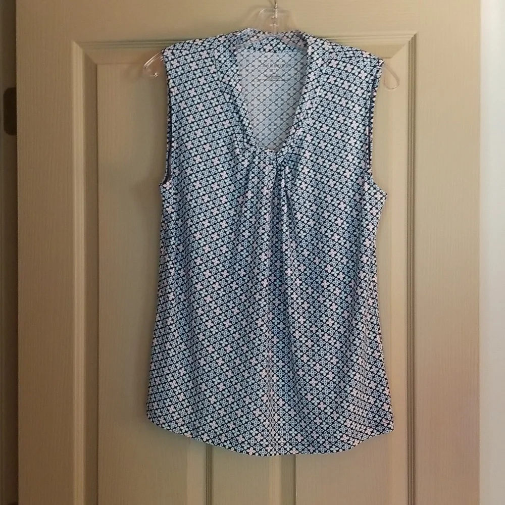 Talbots Blue, Green, and Pink Sleeveless Patterned Top, Size M, Worn Twice - Picture 1 of 8